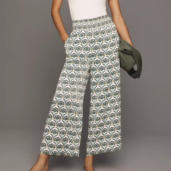 Maeve Pants - 088 Anthropologie The Saria Smocked Wide-Leg Pants by Maeve NWT Size Small